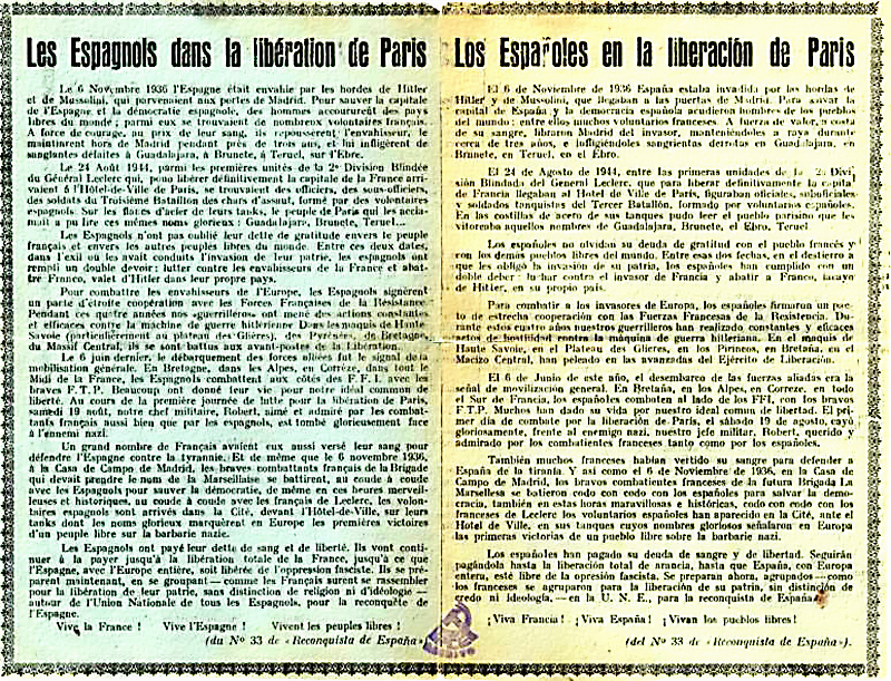 Intervención de los españoles en la liberación de Paris.